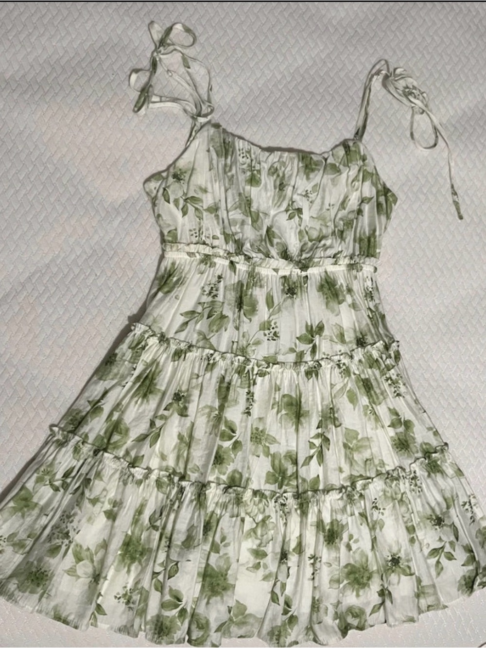 Blu Pepper White and Green Garden Print Dress
